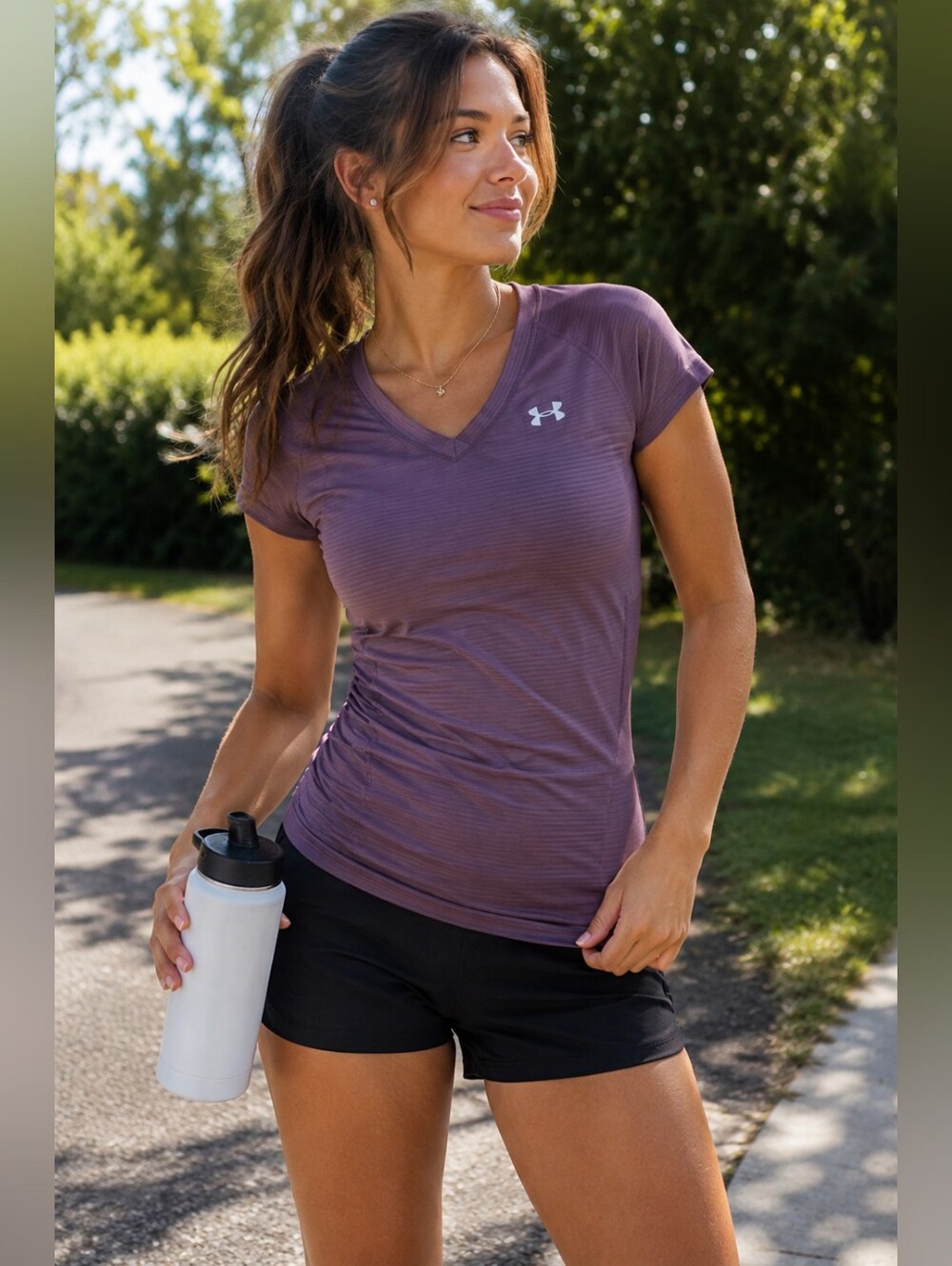 Under Armour Women's Purple Athletic Tee Size Small